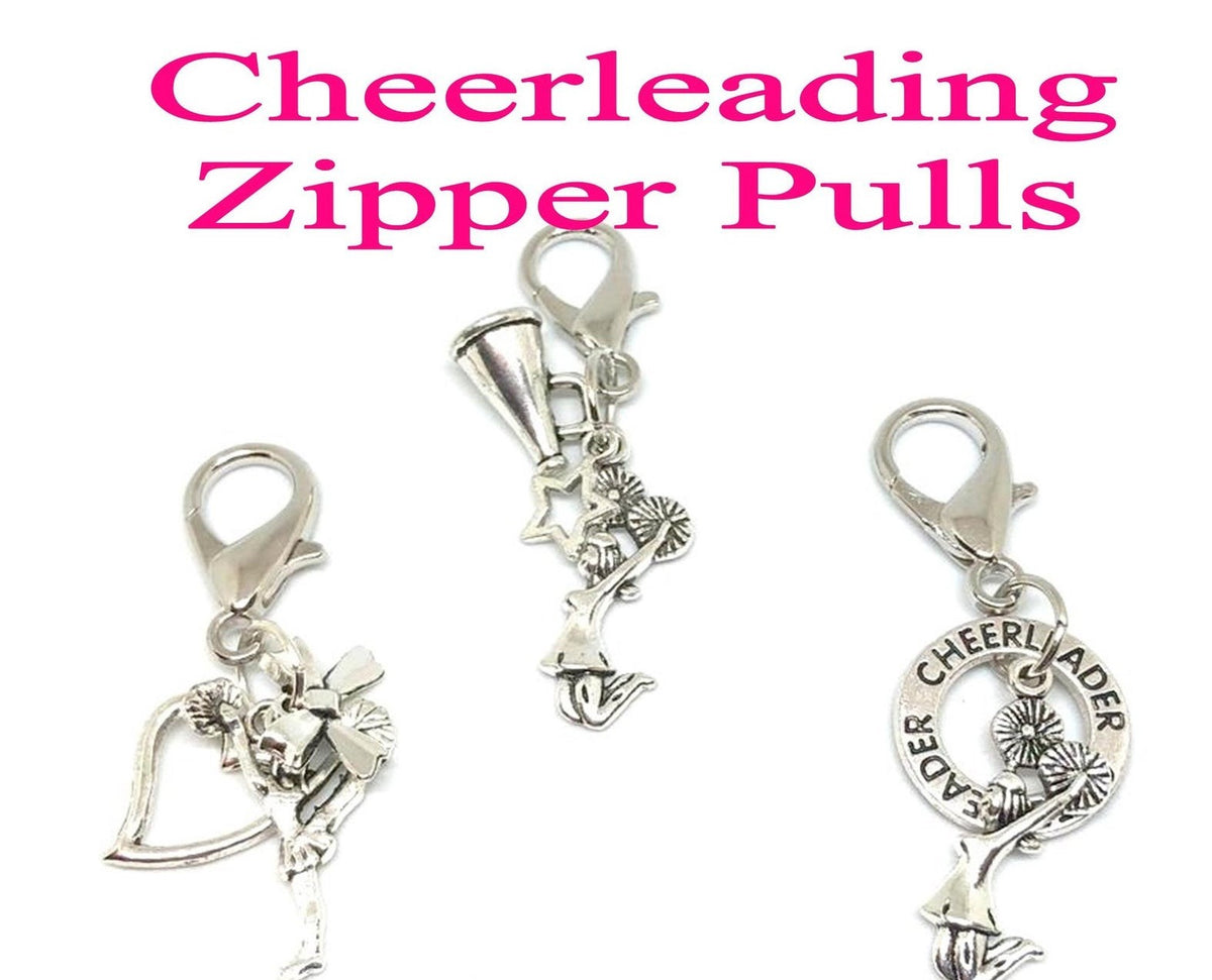 Cheer Charms, Cheerleader, Sports Charms, Silvertone, for Bracelet, Necklace, Earrings, Zipper Pull, Key Chain, Brooches, Bookmarks, Etc #22