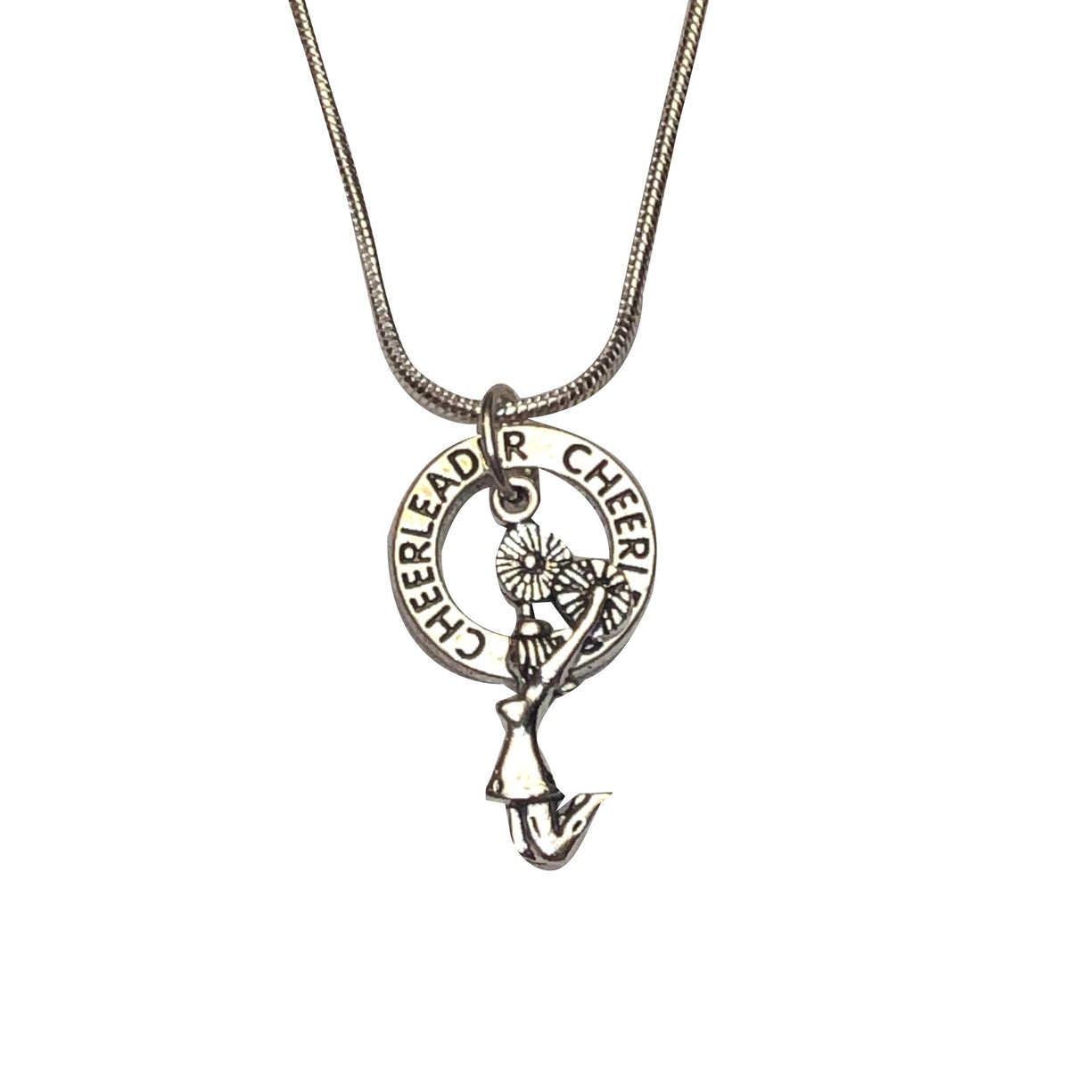 Cheerleading Sterling Silver Necklace with Charm Holder 30 Inches