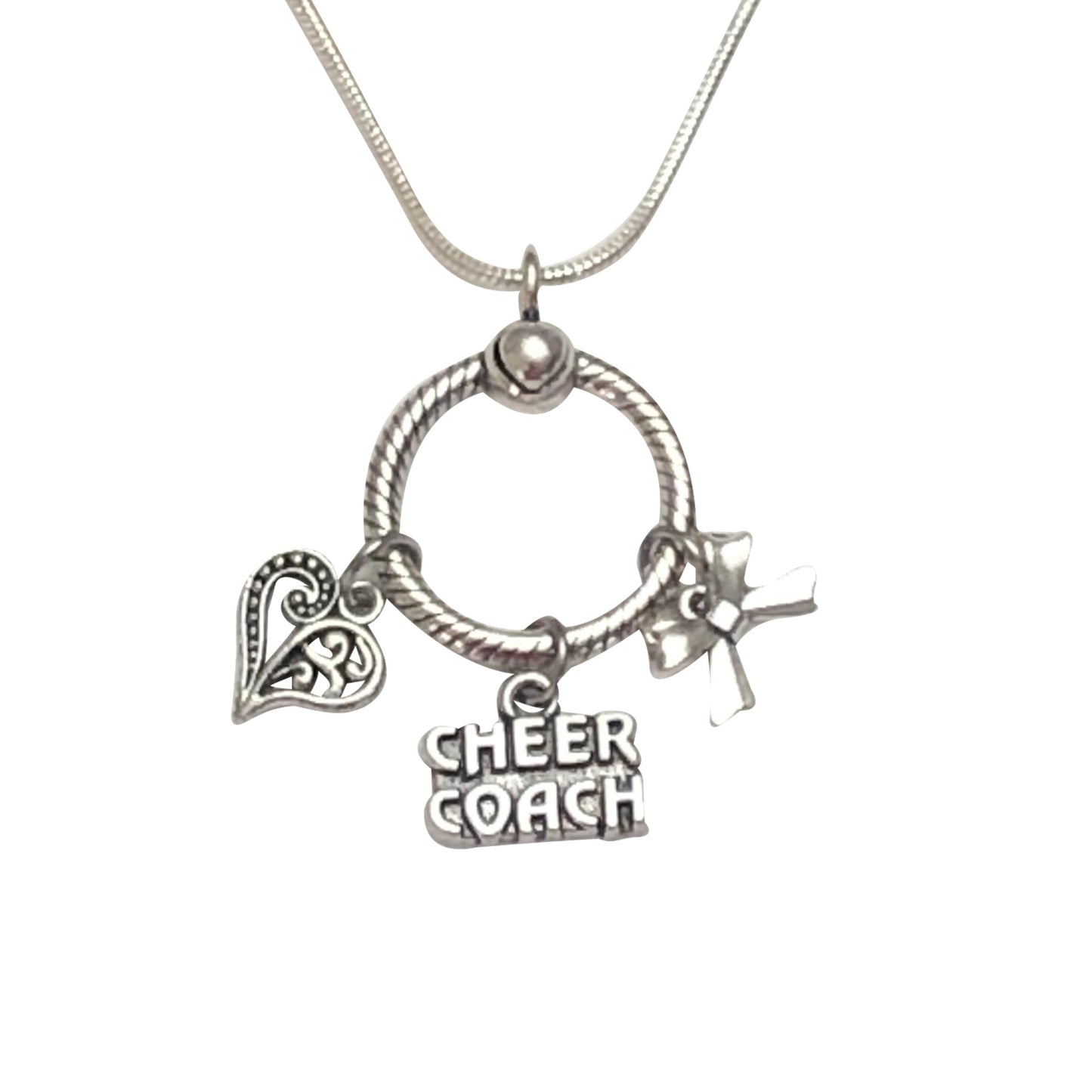 Cheerleading Sterling Silver Necklace with Charm Holder 30 Inches