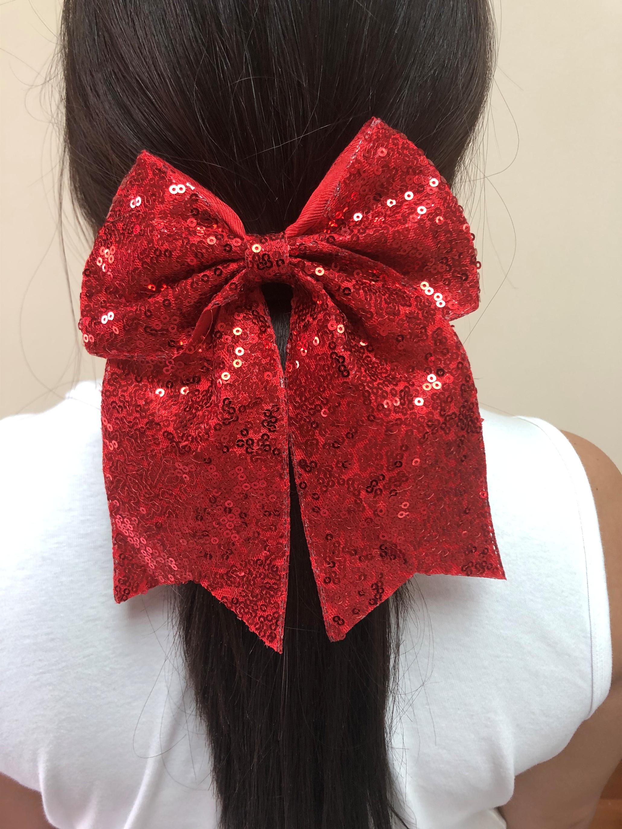 Red Christmas Hair Bow —